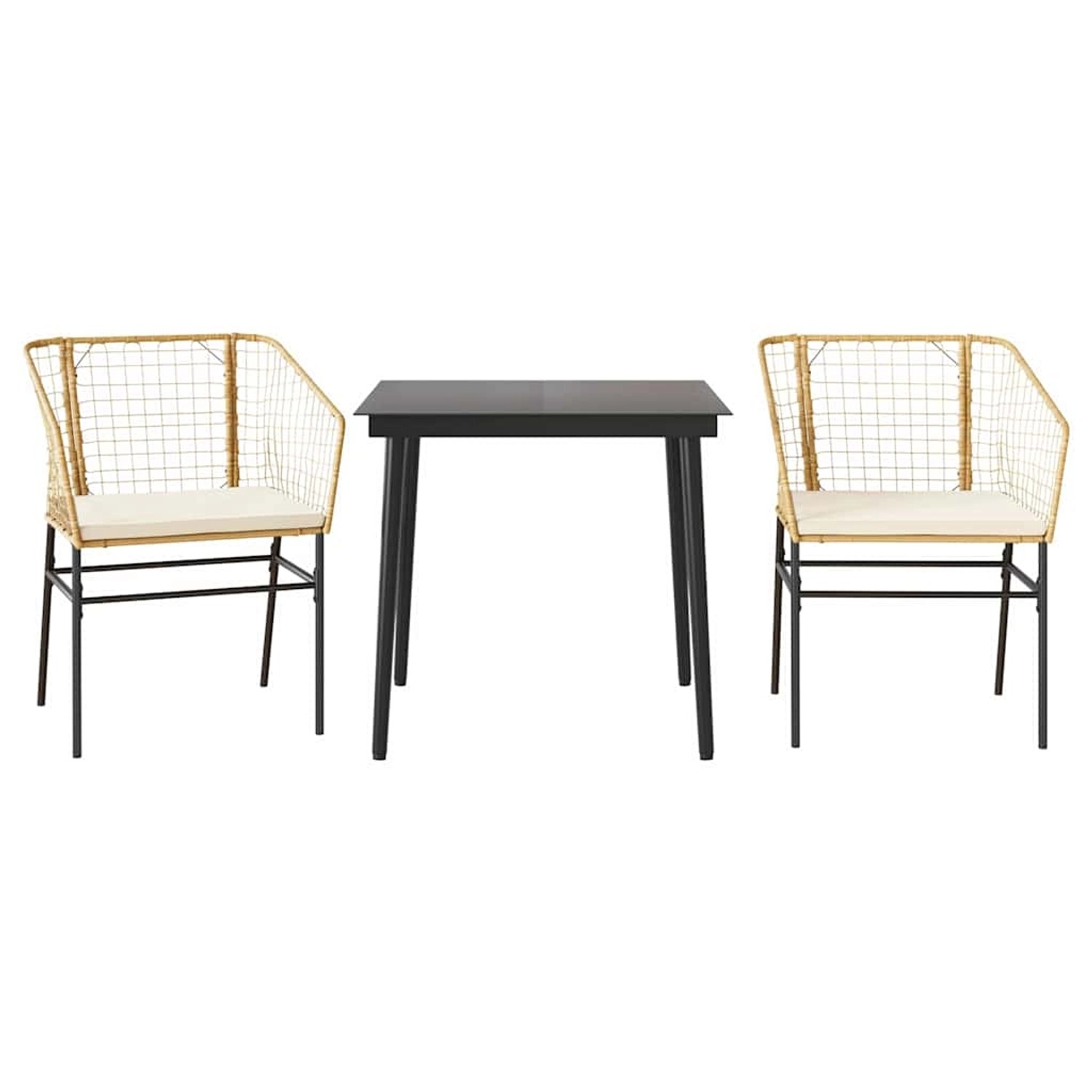 vidaXL 3-Tlg Garten-Essgruppe mit Kissen Braun Poly Rattan Glas 3334506 günstig online kaufen