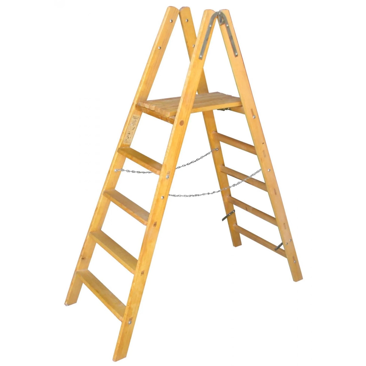 PROREGAL Stehbrettleiter Mit Weichholzstufen Made in Germany 6 Stufen Sprossen 2,16 m Länge Holzleiter Klappleiter