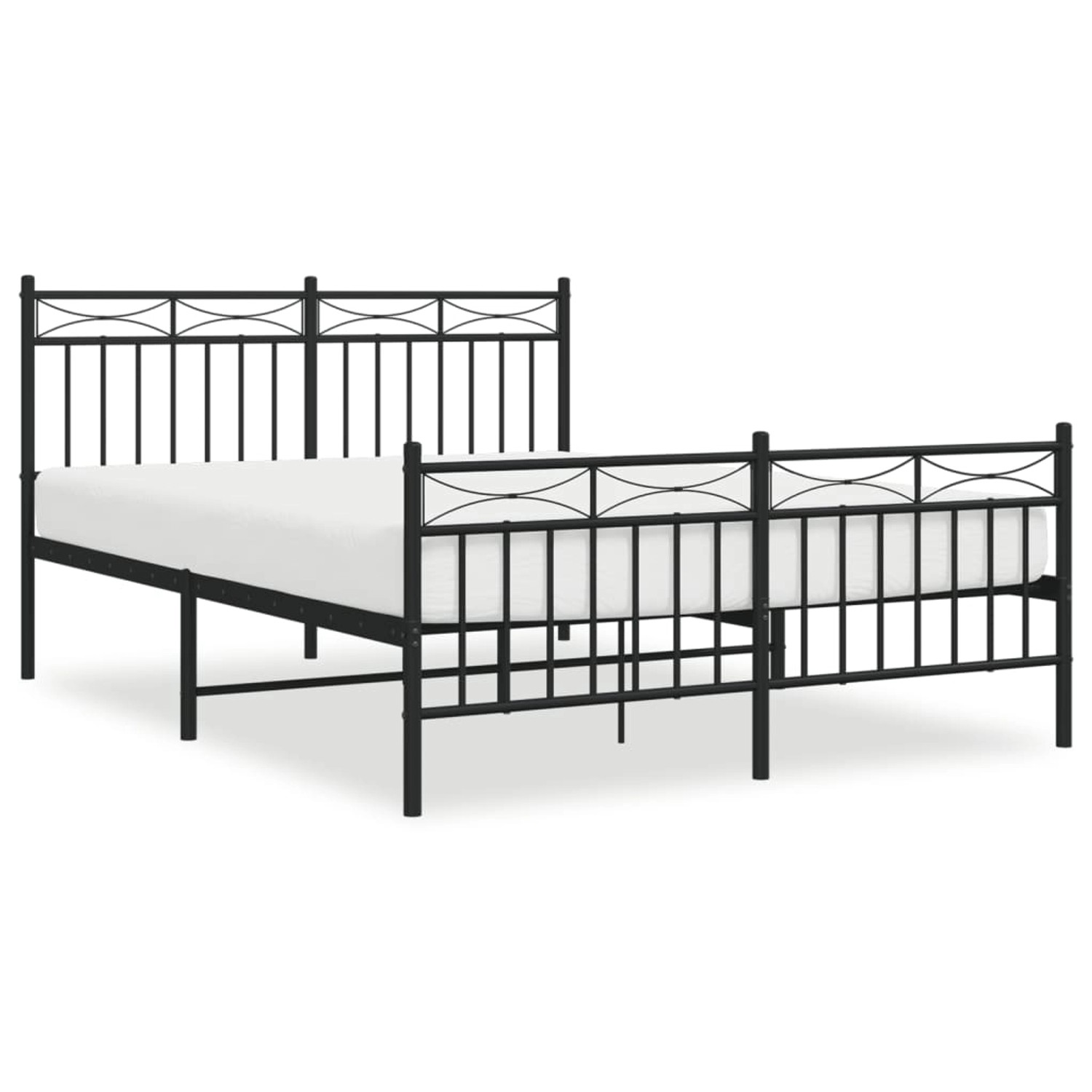 vidaXL Bettgestell mit Kopf- und Fußteil Metall Schwarz 140x200 cm Modell 1 günstig online kaufen