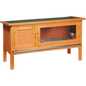 Dobar Kleintierstall Quinie aus Nadelholz mit aufklappbarem Dach und Gitterfront.