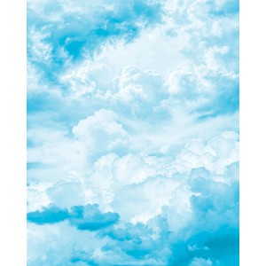 Komar Vliesfototapete Himmelszelt, 200x250 cm, mit blauem Himmel und weißen Wolken.
