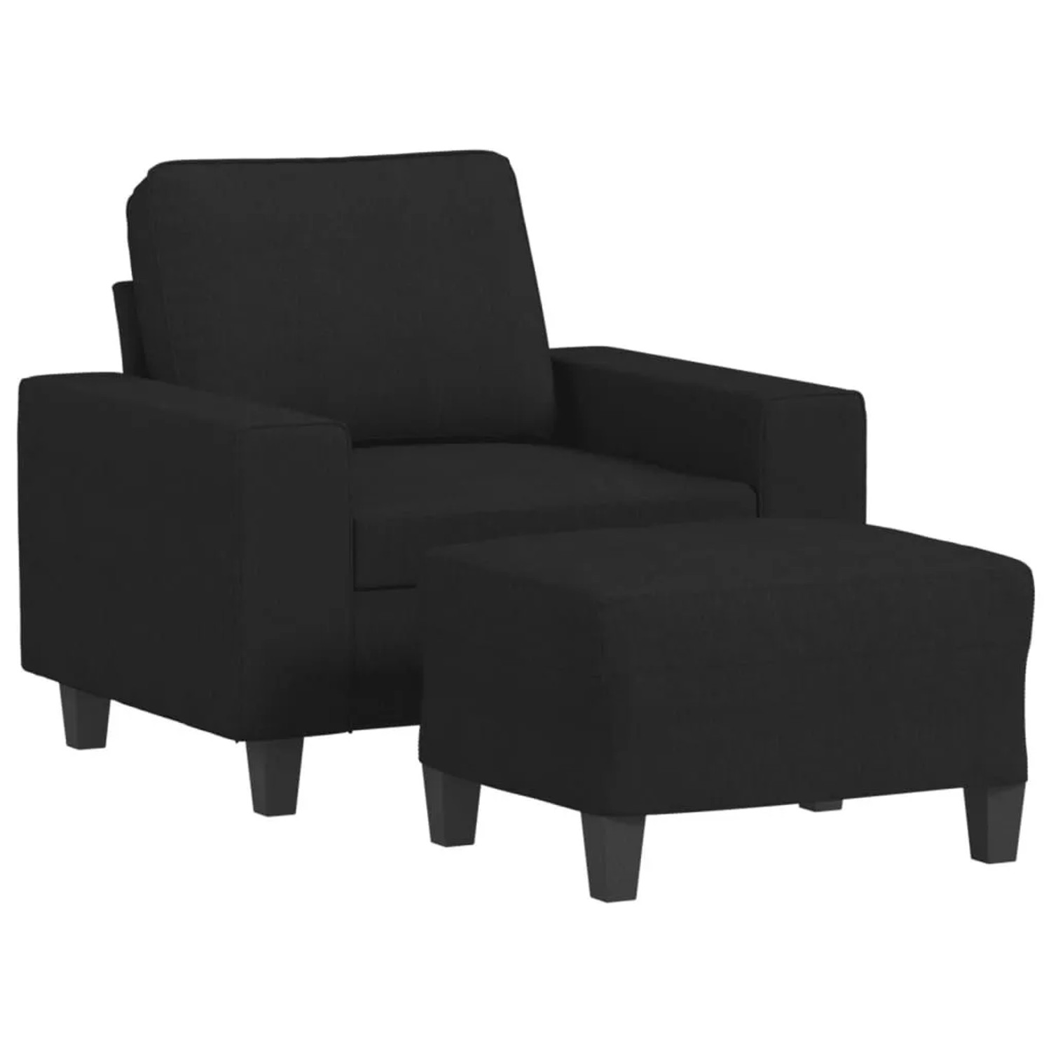 vidaXL Sessel mit Hocker Schwarz 60 cm Stoff 3201147