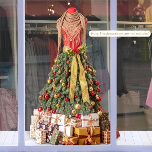 Costway Weihnachtsbaum als Schaufensterpuppe mit Schal, roten Beeren und warmweißen Lichtern, 150cm.