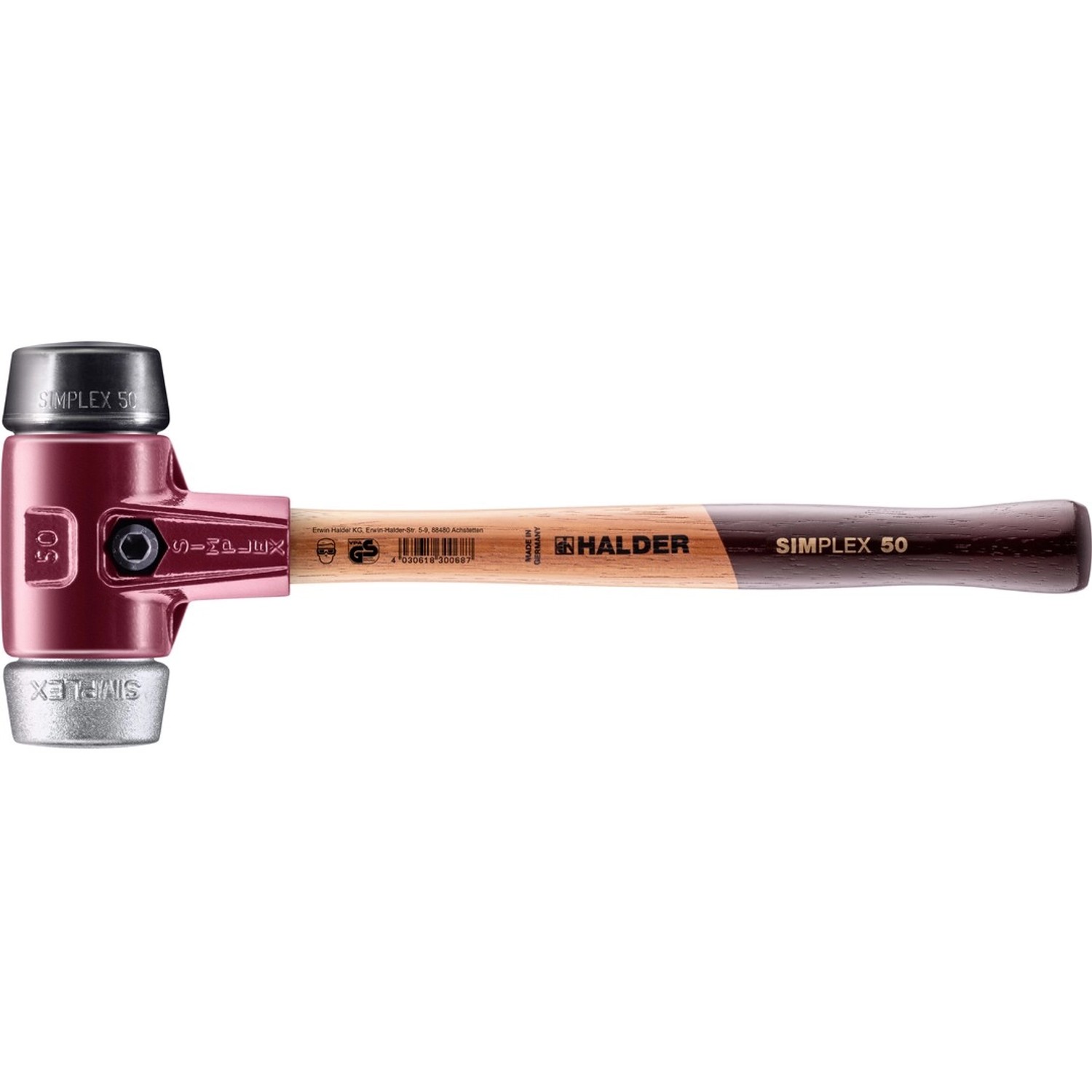 Halder Simplex Schonhammer Ø 50 mm Gummi   Weichmetall mit Tempergussgehäus günstig online kaufen