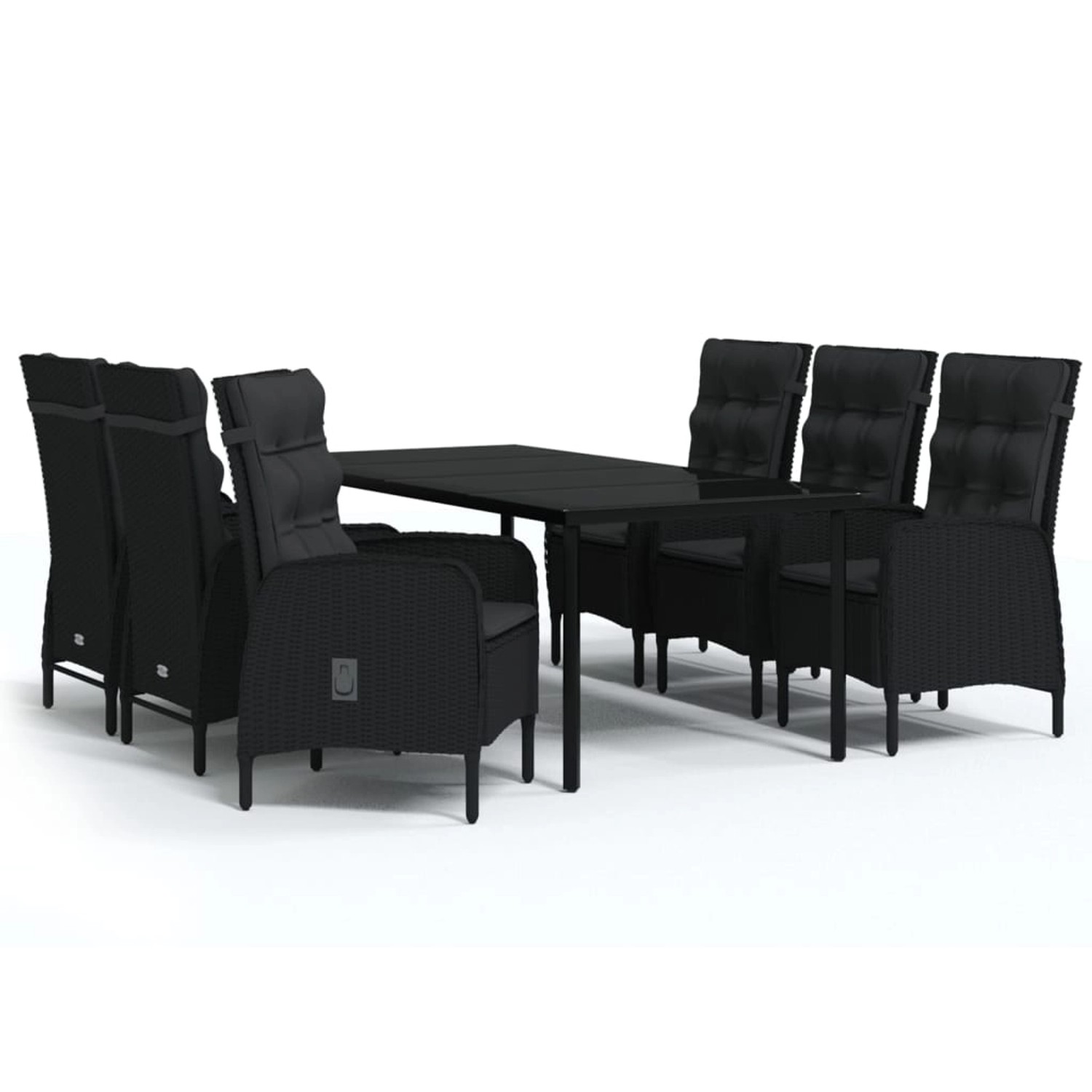 vidaXL 7-Tlg Garten-Essgruppe mit Kissen Schwarz 3099368 günstig online kaufen