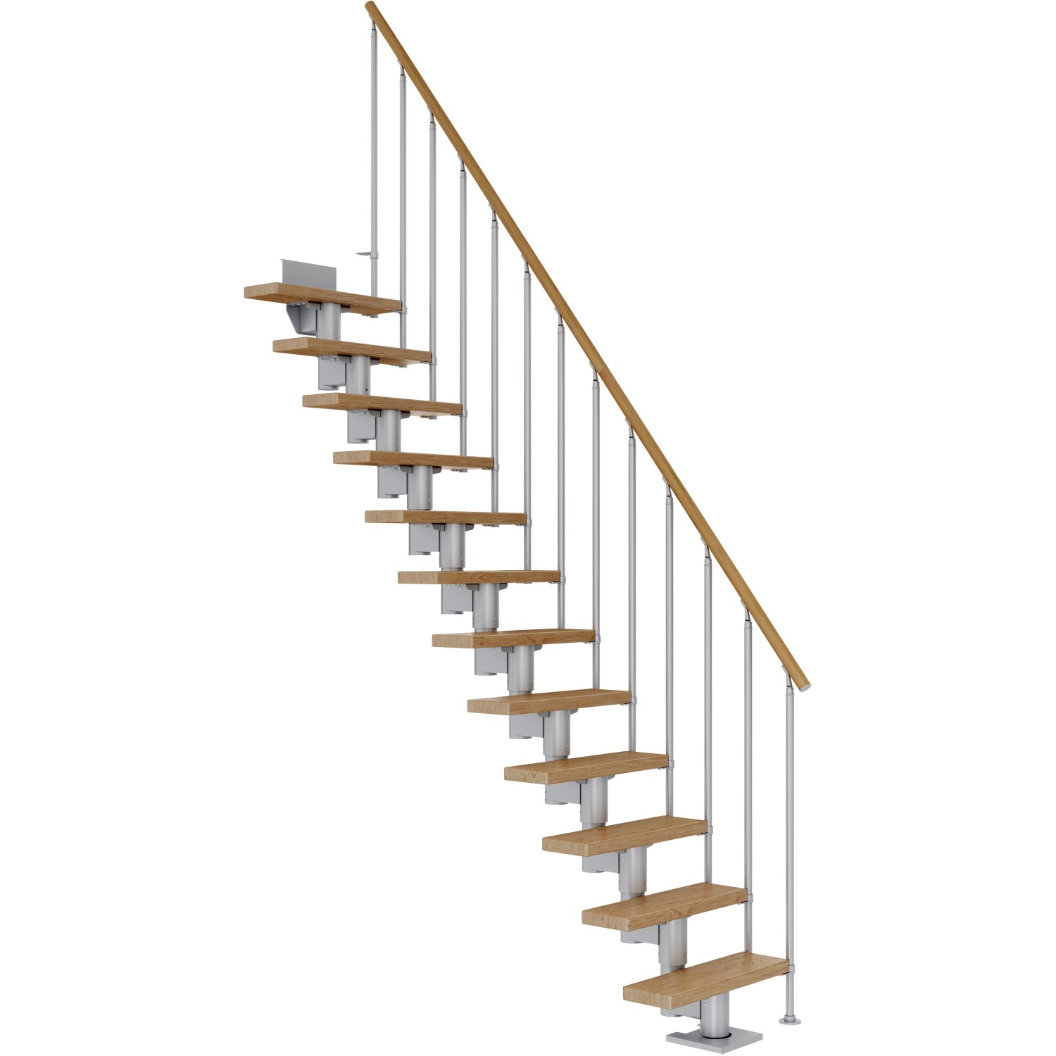 Dolle Mittelholmtreppe Dublin Eiche Perlgrau GH bis 270 cm Gerade 75 cm FSC günstig online kaufen