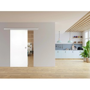 Novadoors Schiebetürsystem Nova 407 für Holztür, 200 cm, in modernem Wohnraum.