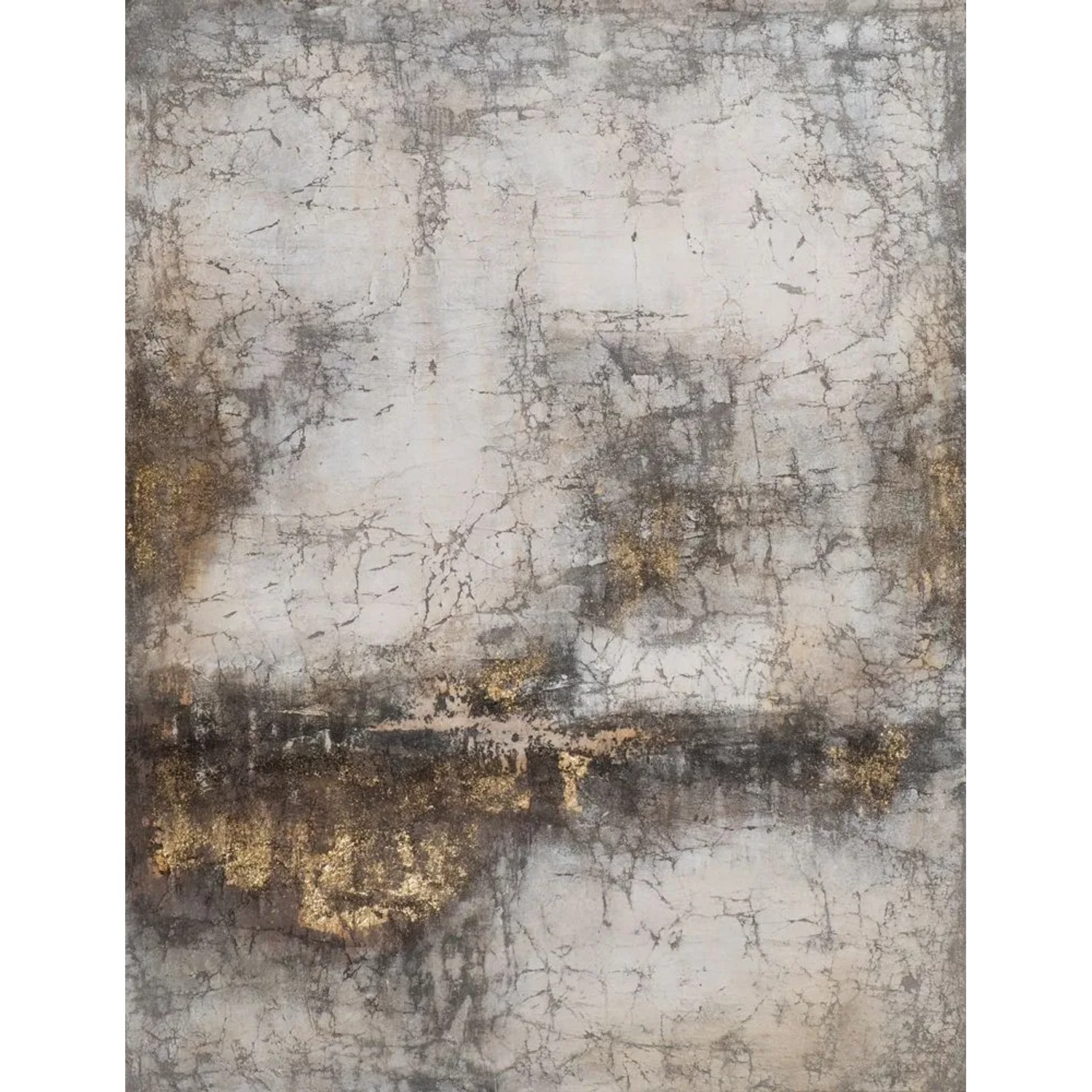 Art Universe Leinwandbild Abstrakte Farbkomposition in Beige und Gold 115 x 150 cm