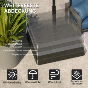 Furnicato Sonnenschirmständer Basisgewichte, schwarzer Kunststoff, wetterfeste Abdeckung, UV-beständig, wasserdicht und winddicht.