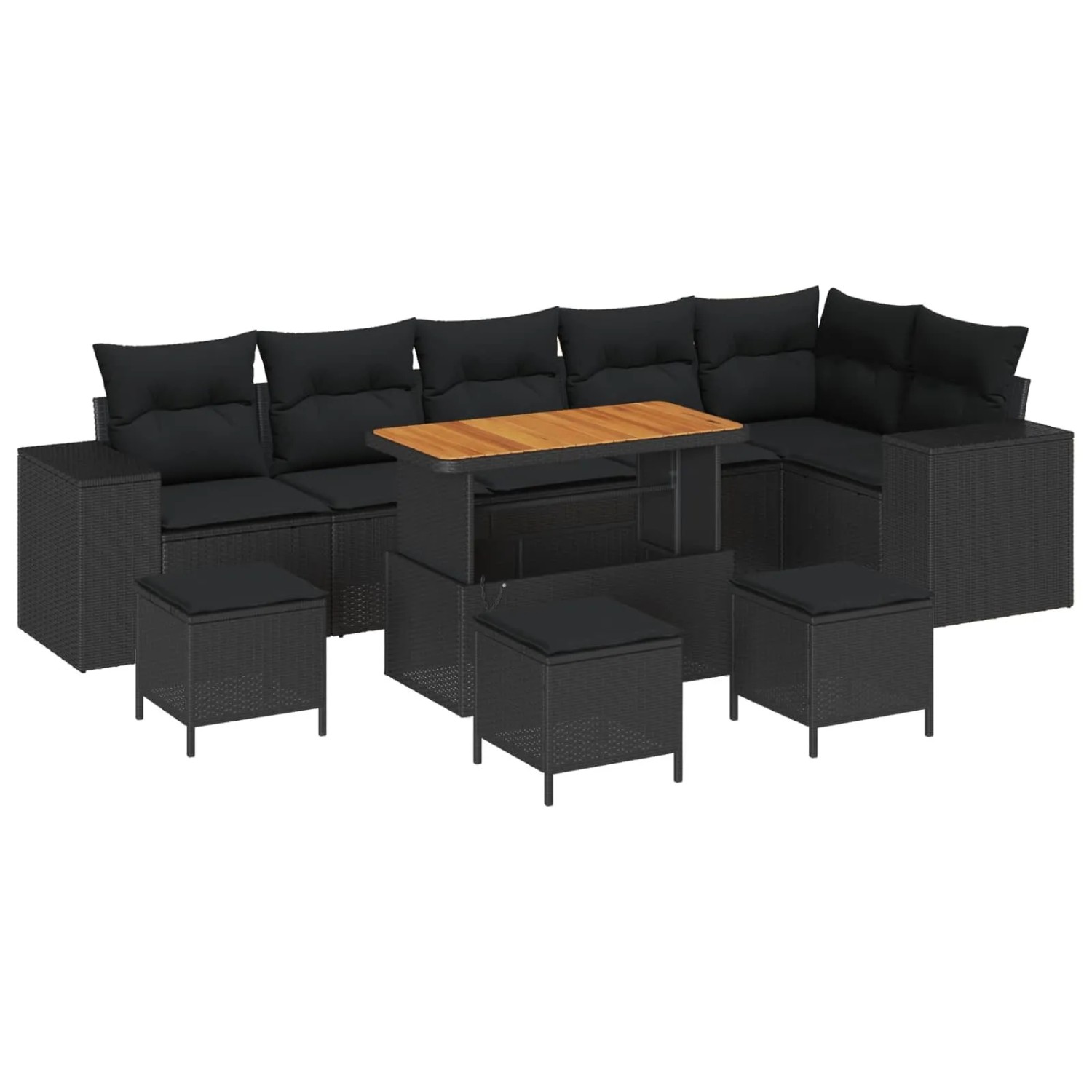 vidaXL Gartensofa-Set mit Kissen 10 Stk Schwarz Poly-Rattan 3363979 günstig online kaufen