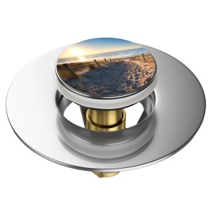 Sanilo Pop Up Waschbeckenstöpsel mit Dünen-Motiv für handelsübliche Waschbecken.