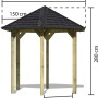 Karibu Pavillon Alicante Set mit schwarzen Schindeln, kesseldruckimprägniert, 235x208x280 cm.