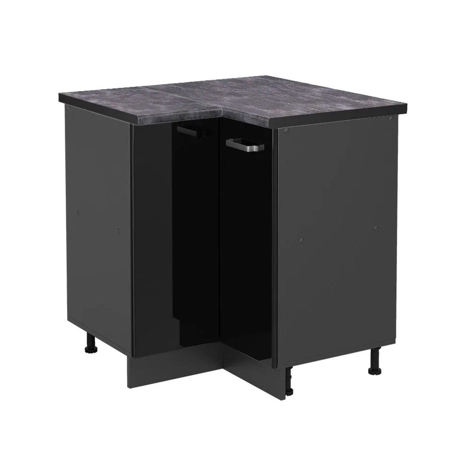 Vicco Eckunterschrank R-Line Schwarz Hochglanz Anthrazit 76 cm AP Anthrazit