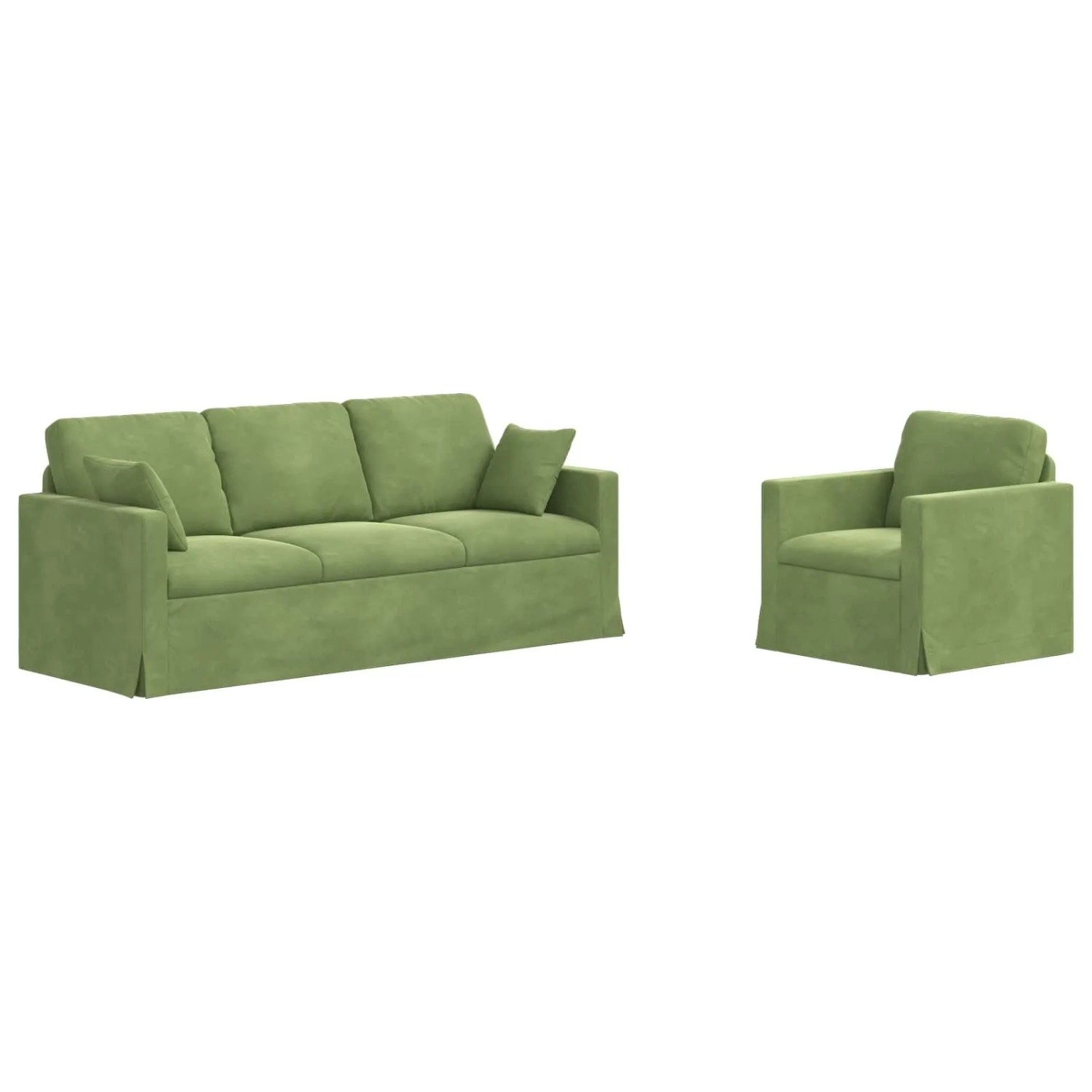 vidaXL Sofa 2-Tlg Hellgrün 198 x 78 x 80 cm Samt 3407598