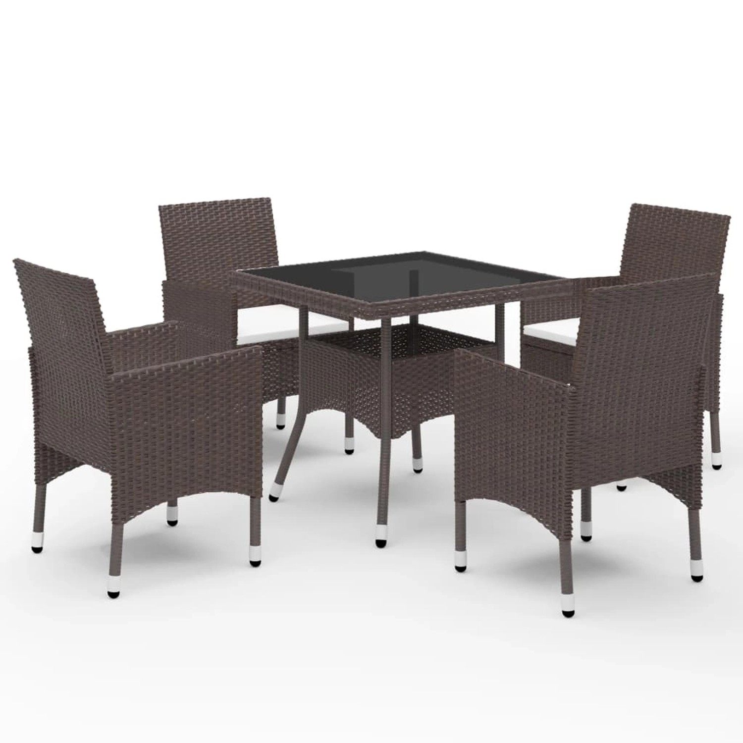 vidaXL 5-Tlg Garten-Essgruppe Poly Rattan und Hartglas Braun 3095913