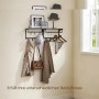 Songmics Wandgarderobe Barnet-old mit Ablage, 8 Haken, braun-schwarz, mit Kleidung und Deko.