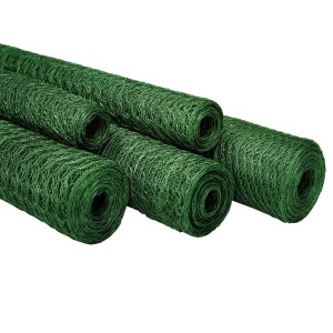 Grüne Karat Drahtzaun Rollen, Sechseckgeflecht, Maschenweite 25mm, für Garten und Kleintiere.