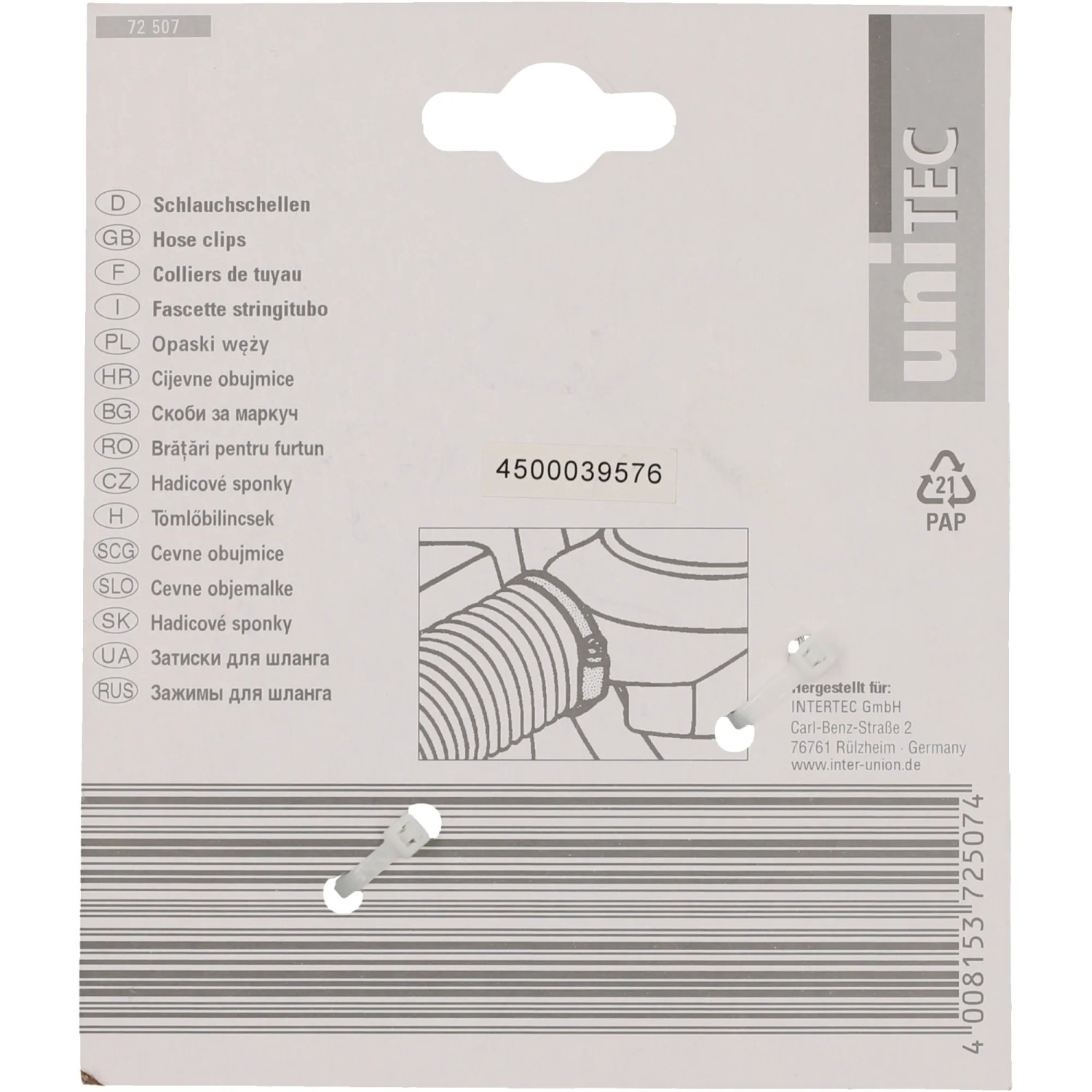 Schlauchschellen 4er Set, 40-60 mm, verzinkt für sichere Schlauchmontage.