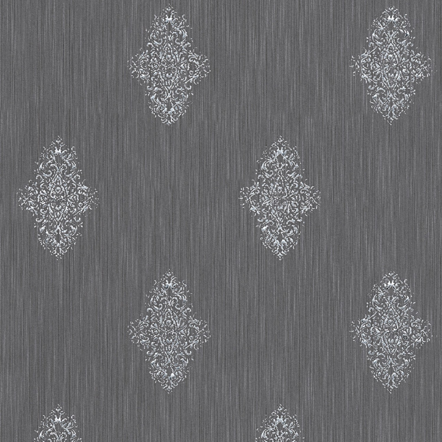 Bricoflor Neobarock Tapete in anthrazit Graue Ornament Tapete mit Muster und Silber Glitzer Effekt Wohn und Schlafzimmer