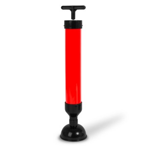 EBERTH Rohrreinigungspumpe, rot/schwarz, zur Beseitigung von Verstopfungen in Dusche, Waschbecken und Badewanne.