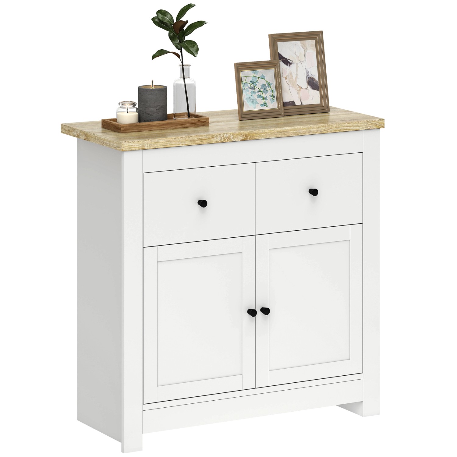 HOMCOM Sideboard Spanplatte 79L x 35B x 80H cm Weiß