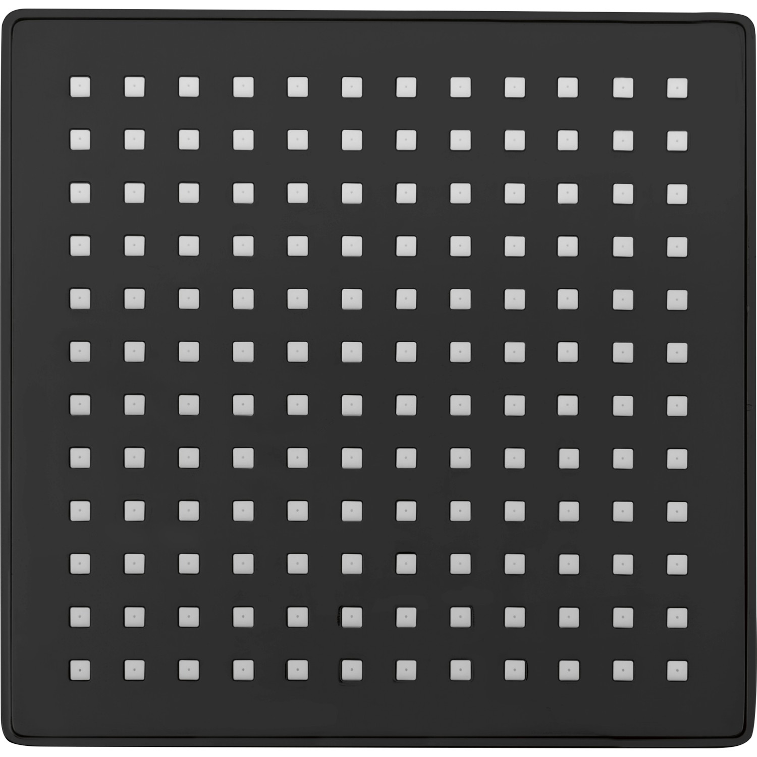 Quadratische, schwarze baliv Überkopfbrause KBS-21-30 mit Antikalk-Noppen.