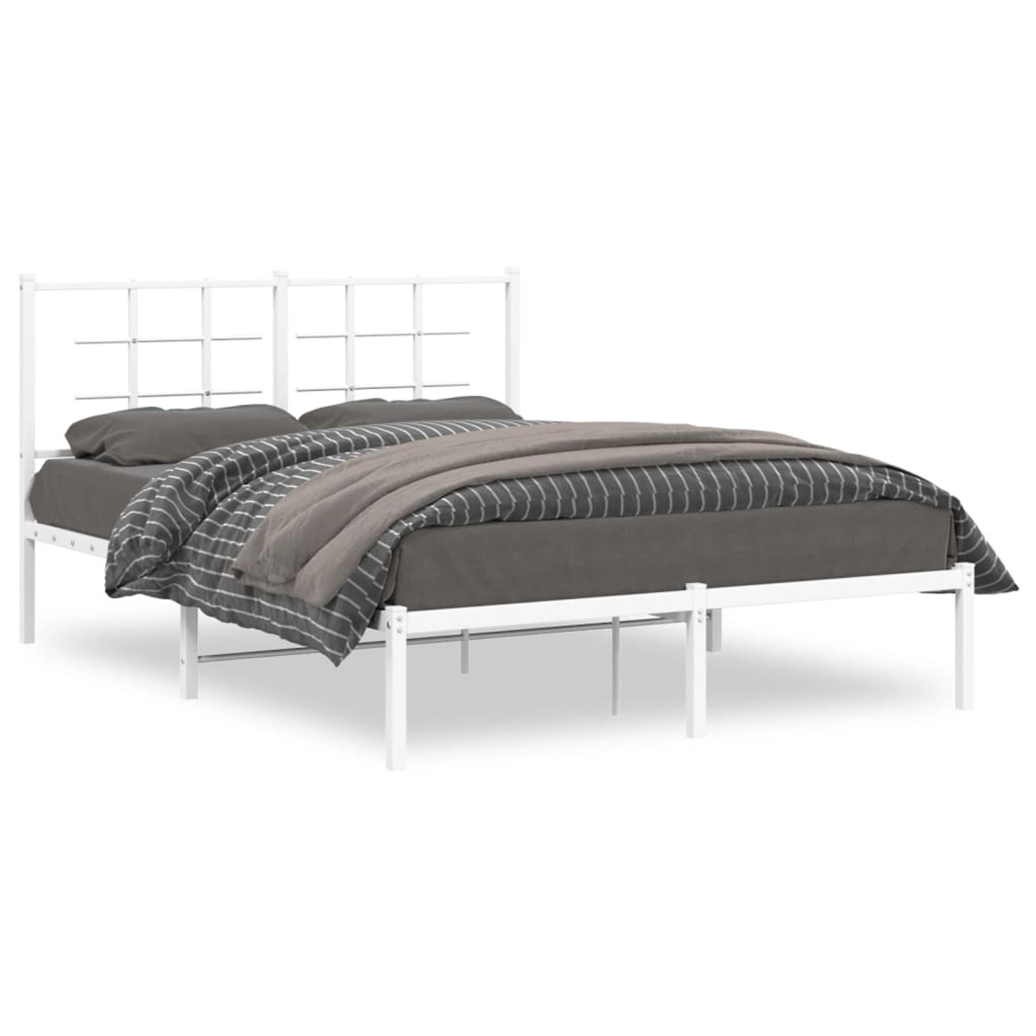 vidaXL Bettgestell mit Kopfteil Metall Weiß 140x190 cm 355610 günstig online kaufen