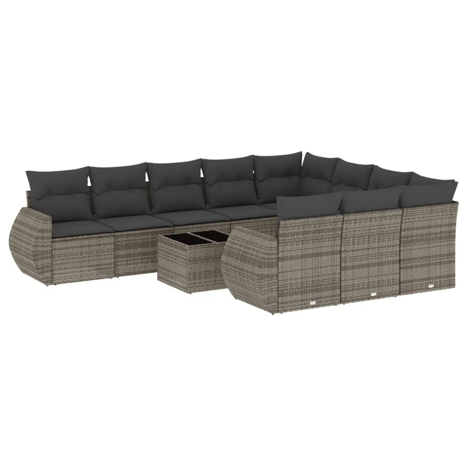 vidaXL 11-Tlg Garten-Sofagarnitur mit Kissen Grau Poly Rattan 3221899 günstig online kaufen