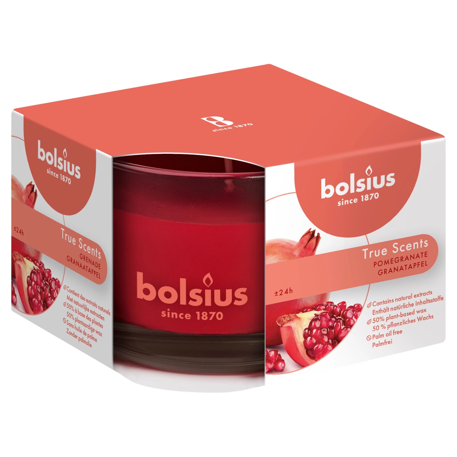 Bolsius True Scents Duftglas Medium 63/90mm Pomergranate