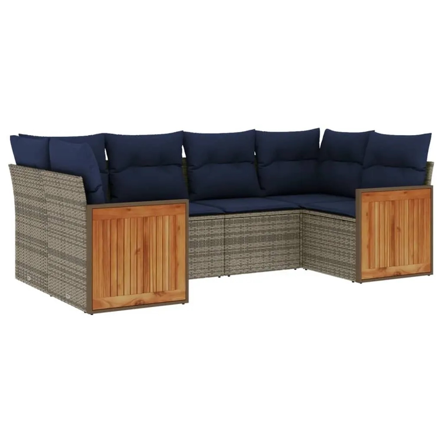 vidaXL 6-Tlg Gartensofa-Set mit Kissen Grau Polyrattan 3227944 günstig online kaufen