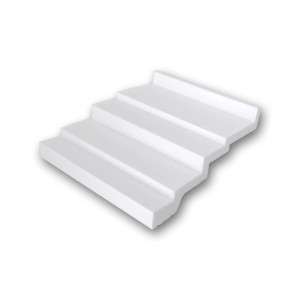 Musterstück einer weißen PROFHOME Eckleiste/Deckenleiste, ca. 10 cm lang.