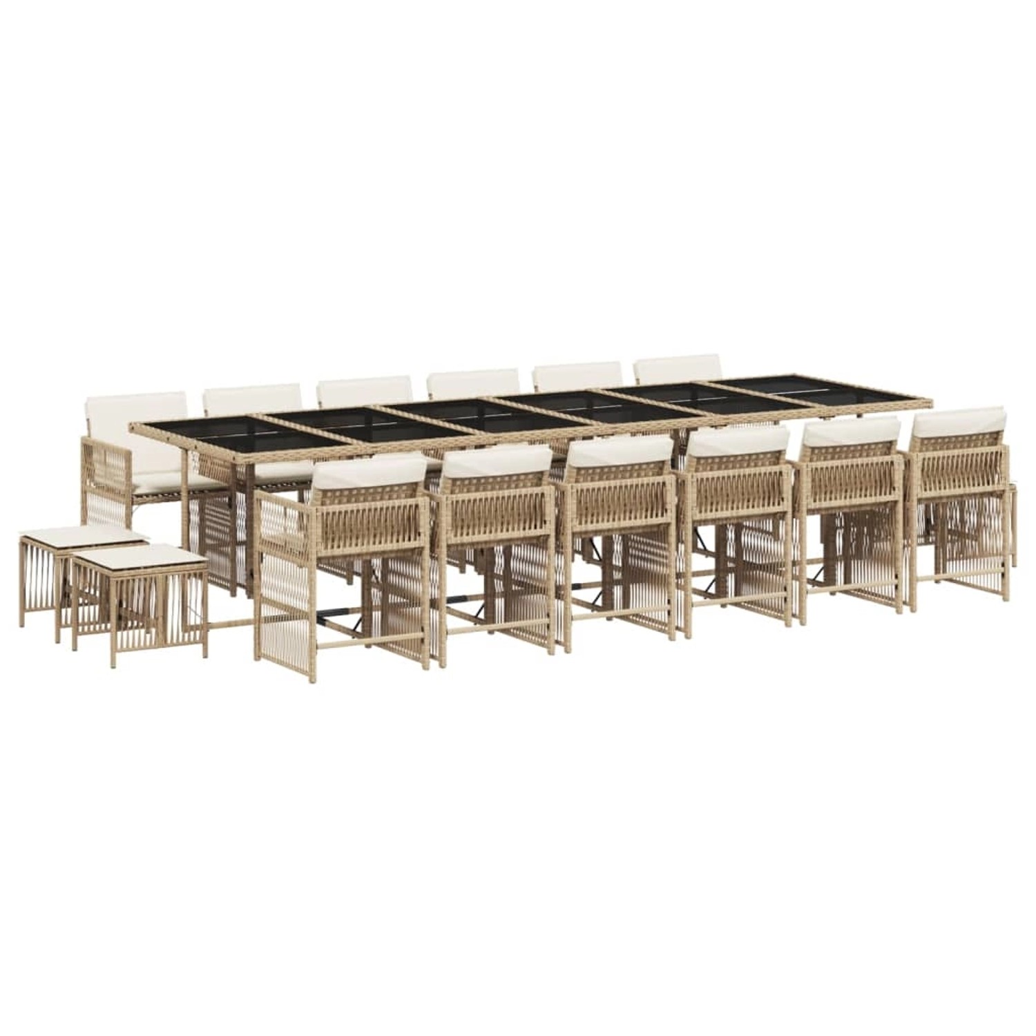 vidaXL 17-Tlg Garten-Essgruppe mit Kissen Beige Poly Rattan 3211726 günstig online kaufen