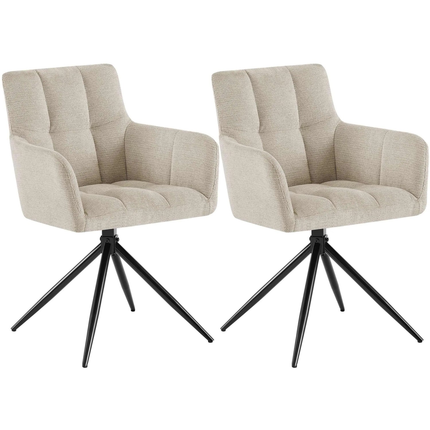 DELUKE 2er Set Esszimmerstuhl DEBAS Stoff Creme 59x59x87cm Essstühle Esszimmerstühle Küchenstühle Wohnzimmerstühle