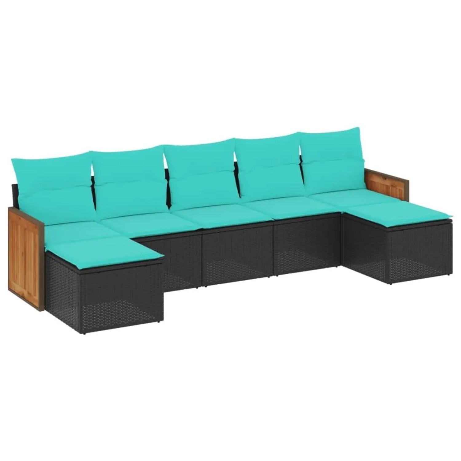vidaXL 7-Tlg Gartensofa-Set mit Kissen Schwarz Polyrattan 3227912 günstig online kaufen
