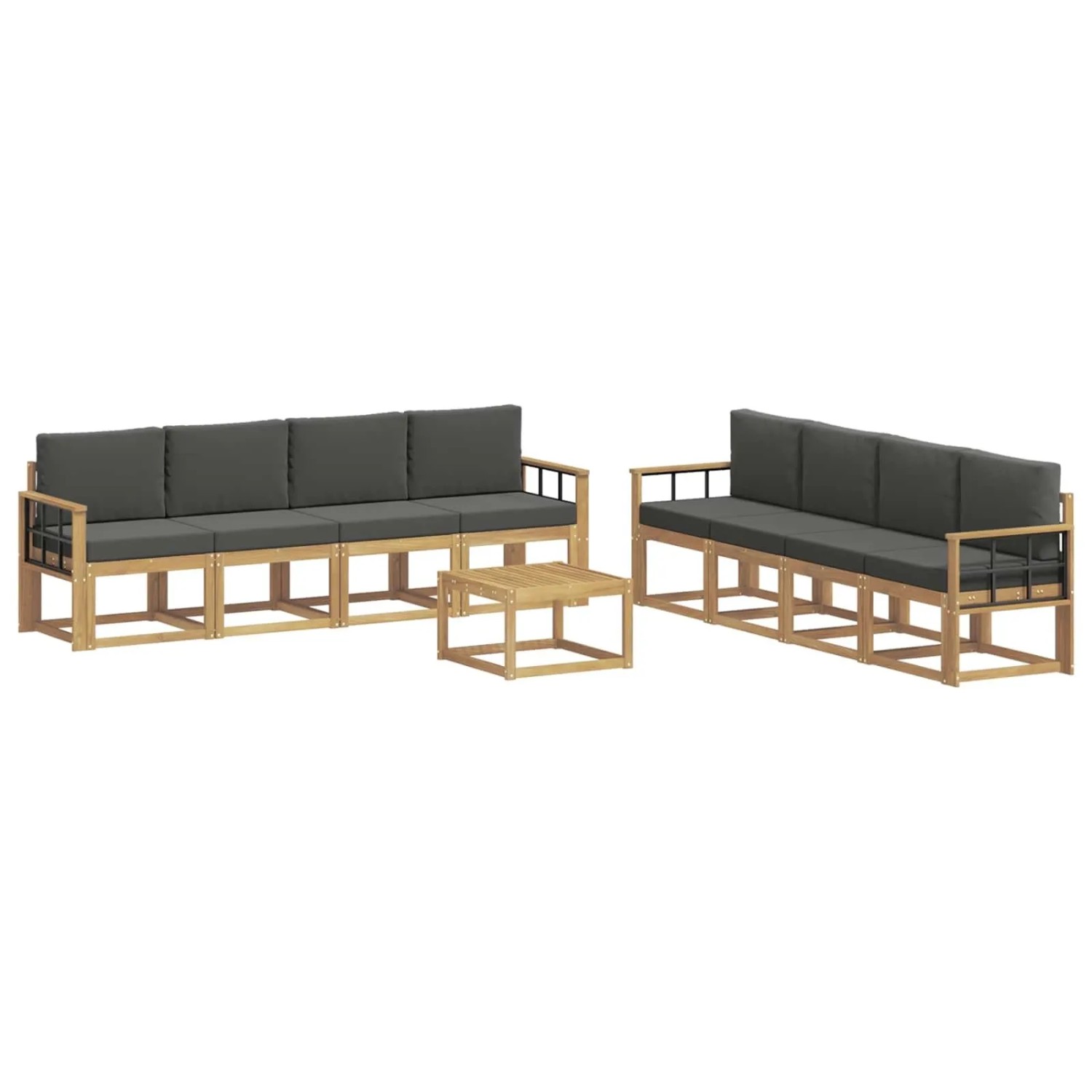 vidaXL Outdoor-Sofagarnitur mit Kissen 9-Tlg Weiß und Anthrazit 3387431