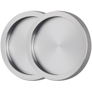 Griffmuschelpaar Rund, Edelstahl-Optik, zum Kleben für Glas- und Schiebetüren.