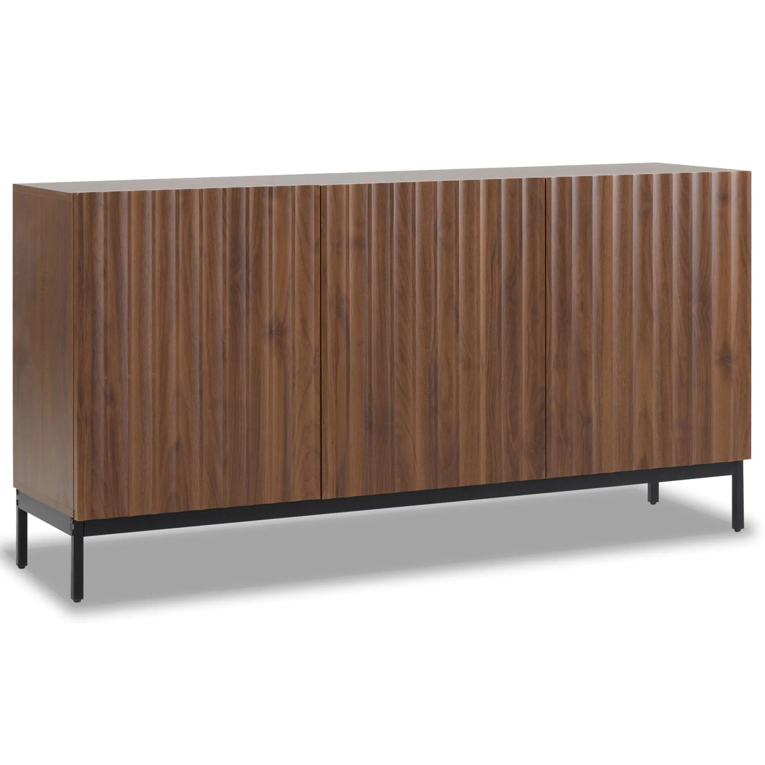 okwish Sideboard mit 3 Türen 3D Wellen Design Wohnzimmer Esszimmer 150x40x80cm Dunkel Eiche