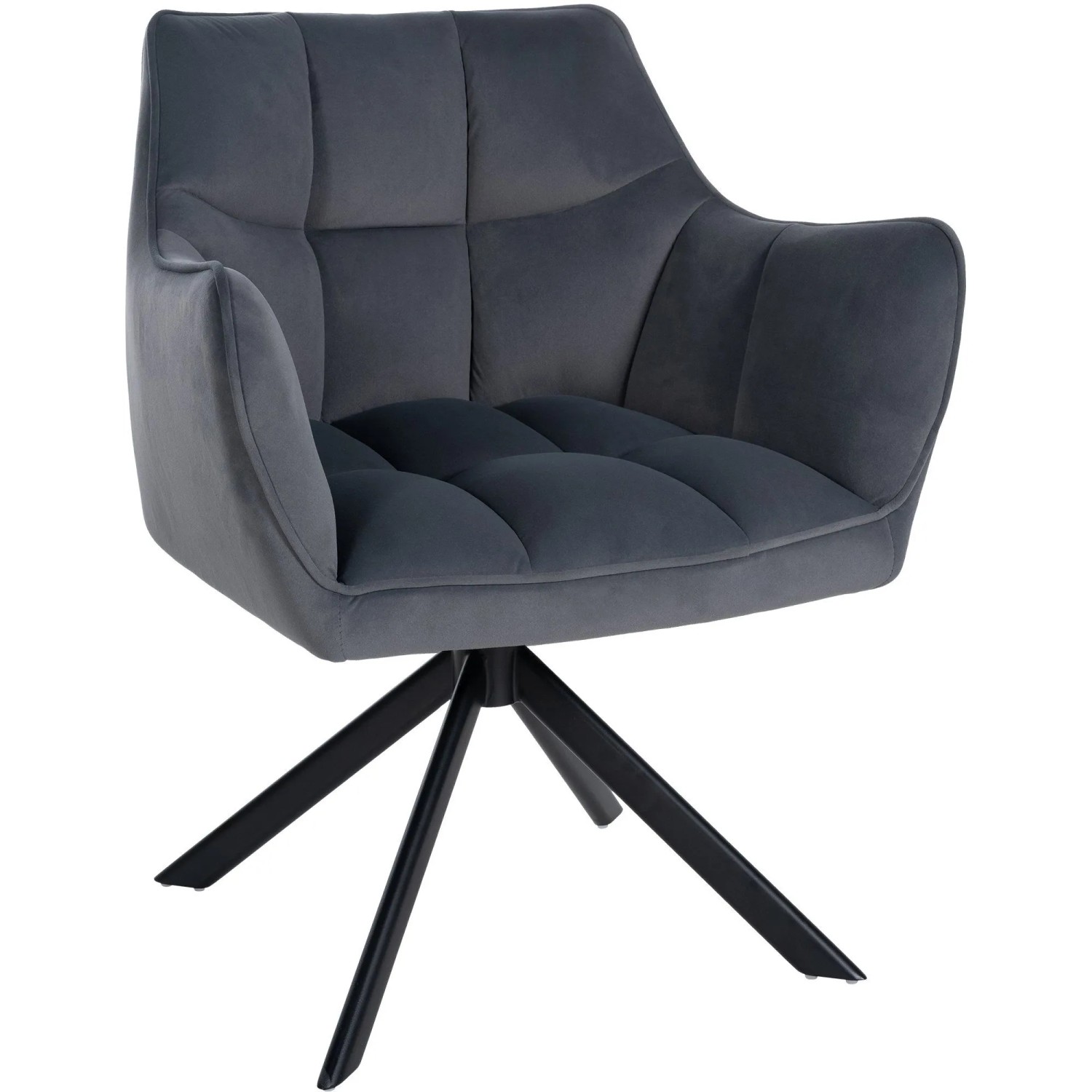 DELUKE Esszimmerstuhl SWING Samt Schwarz 81x67x58cm Dunkelgrau Samt Metall Gestell Stühle Esszimmerstühle Esstisch Küchenstuhl
