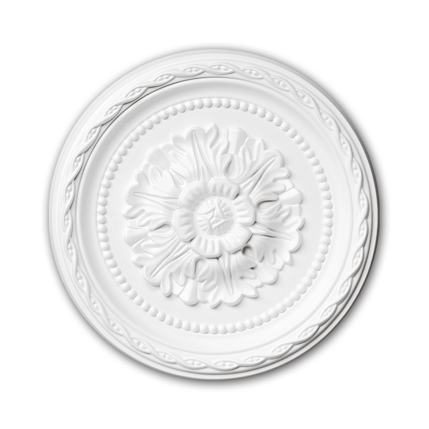 PROFHOME 156009 RoSette aus Polyurethan DeckenroSette Zierelement 29,3 cm 29,3 cm x 3,1 cm Weiß