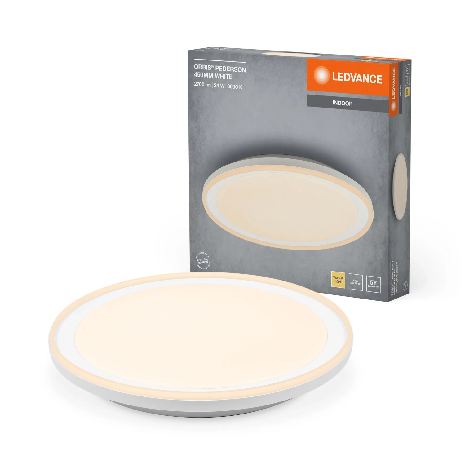 Weiße LED-Deckenleuchte Orbis Pederson von Ledvance, Ø 45 cm, für den Innenbereich.