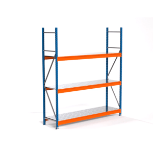 PROREGAL Weitspannregal MAXIMUS PRO Grundregal, blau/orange, mit 3 Stahlplatten-Fachböden.