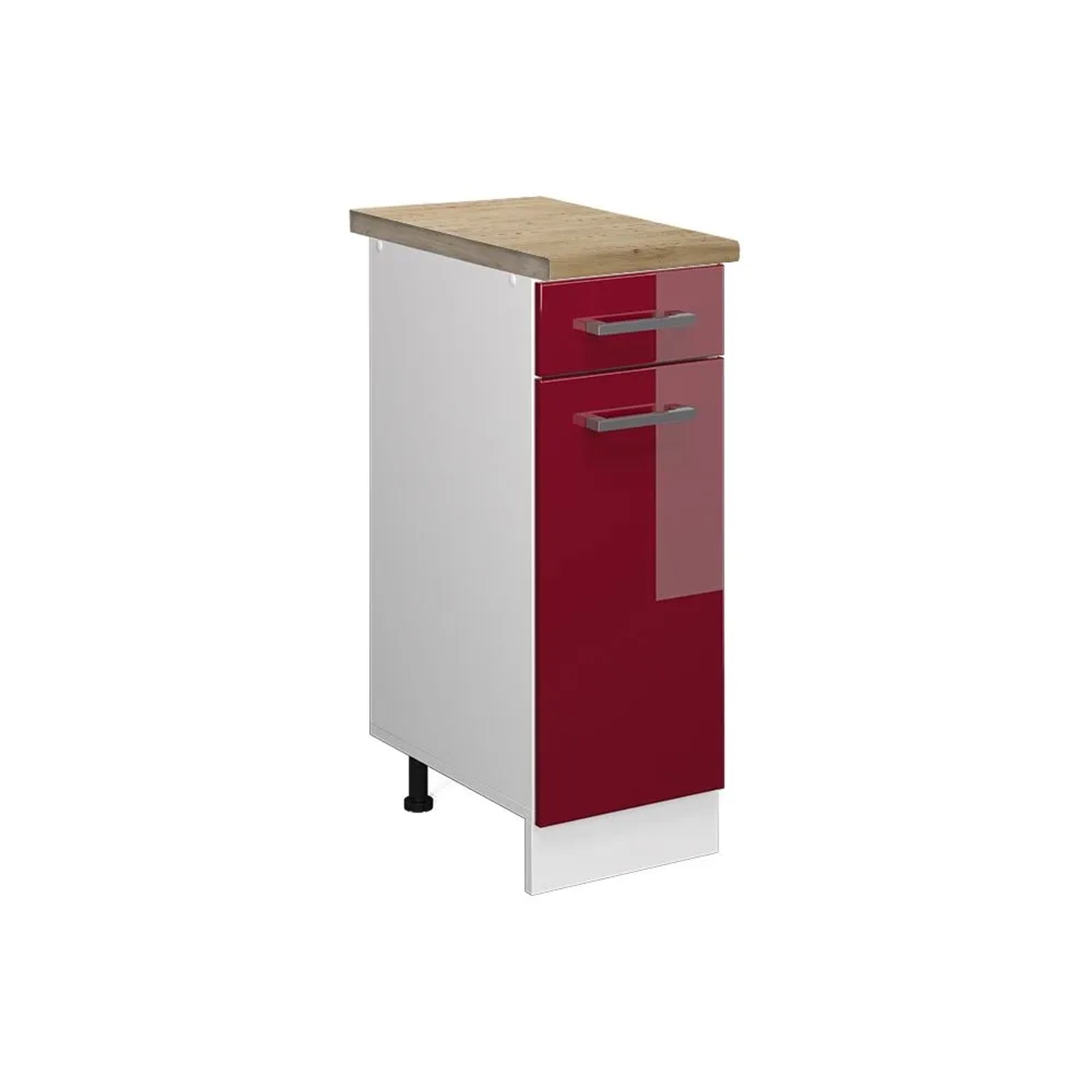 Vicco Küchenunterschrank R-Line Rot Hochglanz 30 x 82 AP Eiche