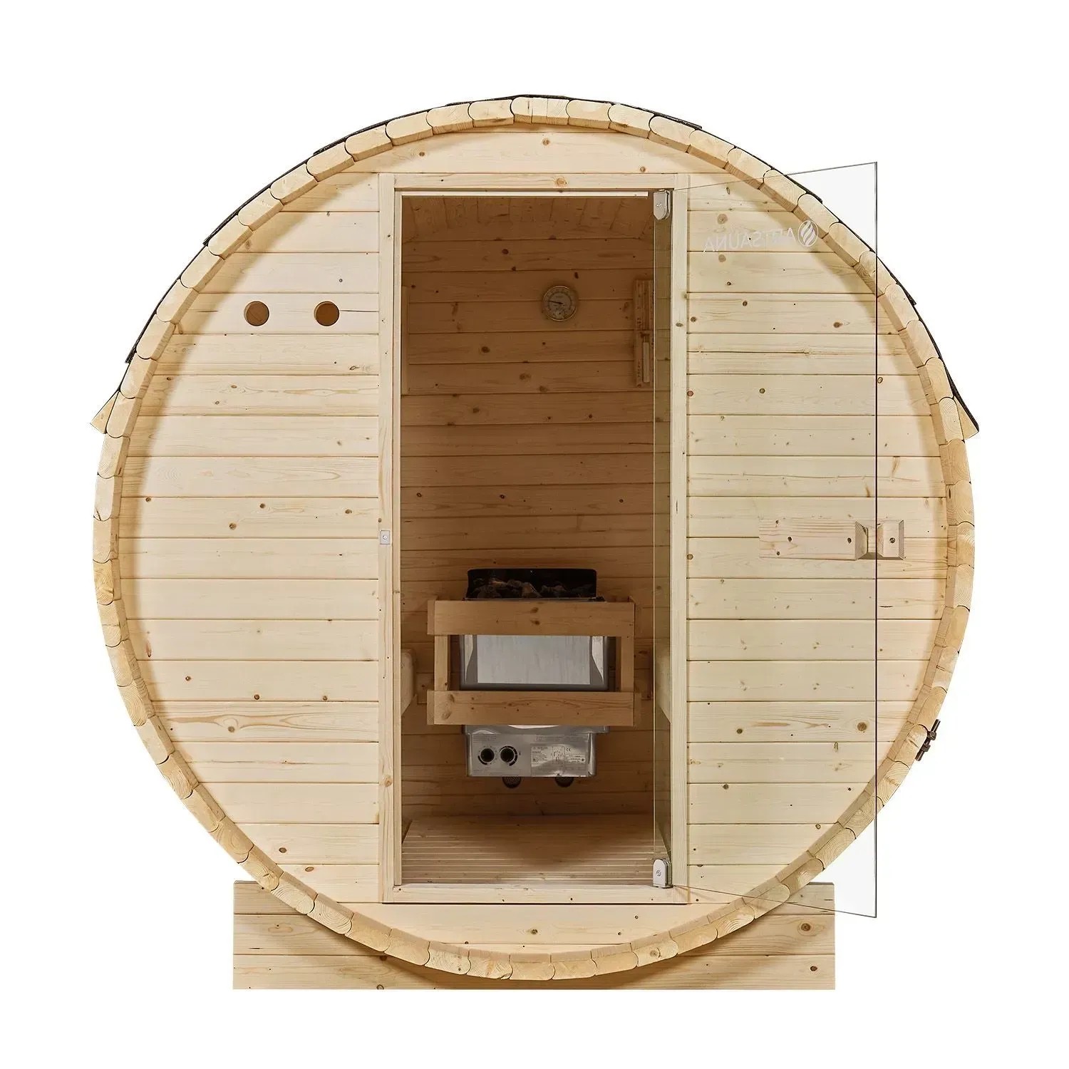 Artsauna Fasssauna Spitzbergen 180 cm für 4 Personen mit 6 kW Saunaofen