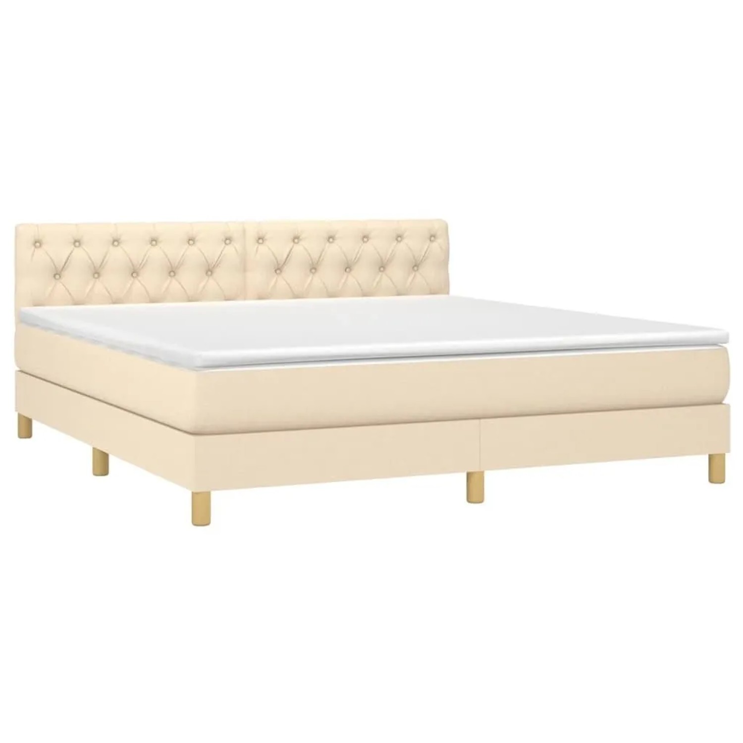 vidaXL Boxspringbett mit Matratze Creme 160x200 cm Stoff 3140870 günstig online kaufen