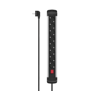 Hama Steckdosenleiste 8-Fach Schalter Wandmontage Aluminium 1,5 m