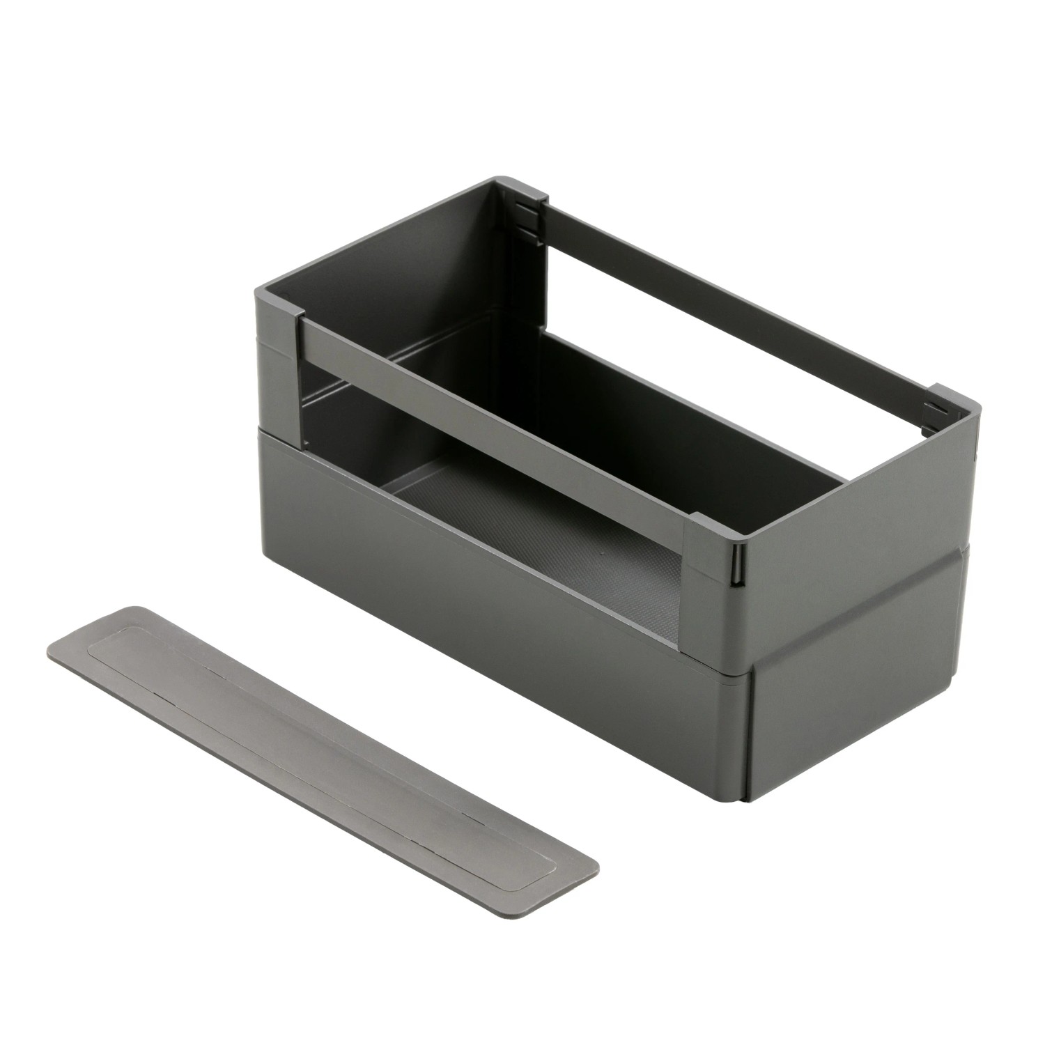 Fackelmann Kunststoffbox mit Reling 22,6 cm x 10,5 cm x 13 cm Anthrazit