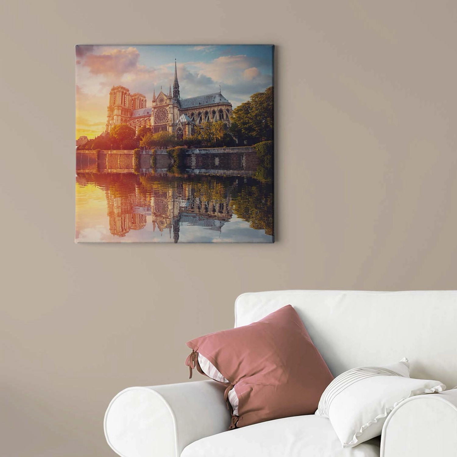 Bricoflor Paris Leinwand Bild Im Sonnenuntergang Stadt Wandbild Mit Notre D günstig online kaufen