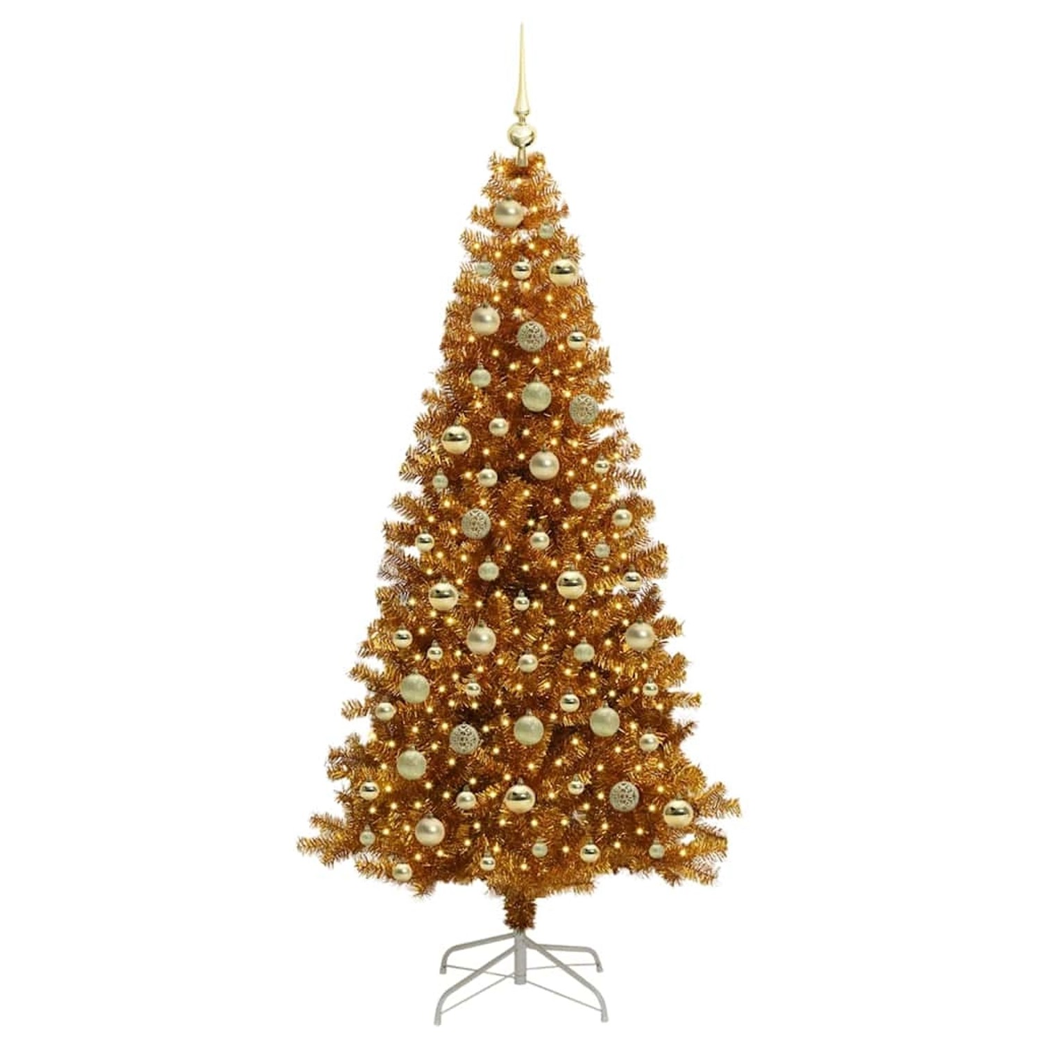 vidaXL Weihnachtsbaum mit 300 LEDs mit Ständer Gold 210 cm PET 3396638