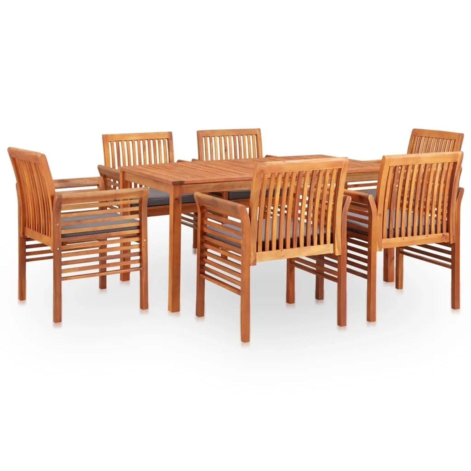 vidaXL 7-Tlg Garten-Essgruppe mit Auflagen Massivholz Akazie 278904