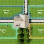 Draufsicht: Ecovacs Mähroboter Goat O1200 plant Mähzeiten für verschiedene Gartenbereiche.